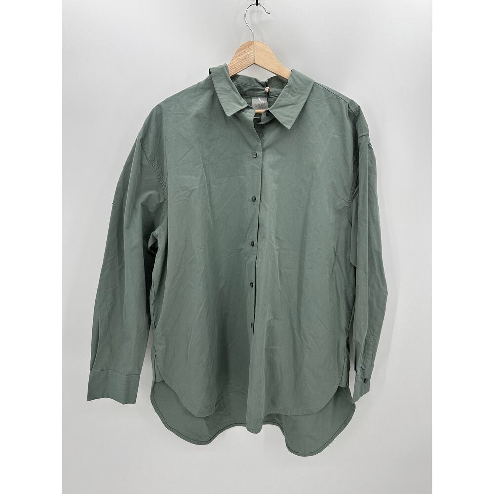 CALIA Button Front Shirt Women XL NWT Green Long Sleeve Collar Outdoors Hiking